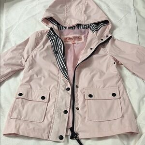 Urban Republic Light Pink Hooded Raincoat with Striped Hood Lining